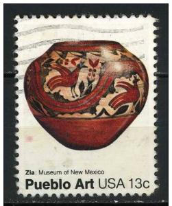 USA 1977 - Scott 1706 used - 13c, Pueblo Pottery, Zia Pot 