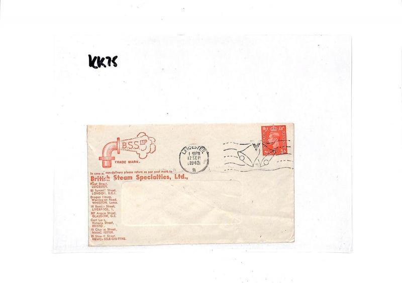 KK75 1945 British Steam Specialists Cover Leicester England GB {samwells-covers}