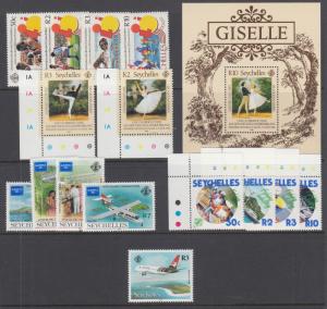 Seychelles Sc 572//709 MNH. 1985-1990 issues, 5 complete sets, VF
