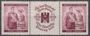 Bohemia & Moravia Scott #B2 MNH 1940 pair with label