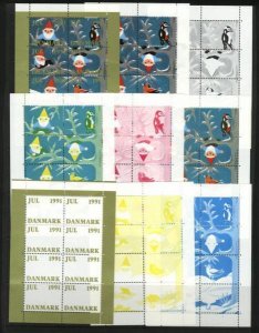 Denmark Christmas Seal 1991 Set Booklet Sheets Scale/Proof, Mnh. Perforated.