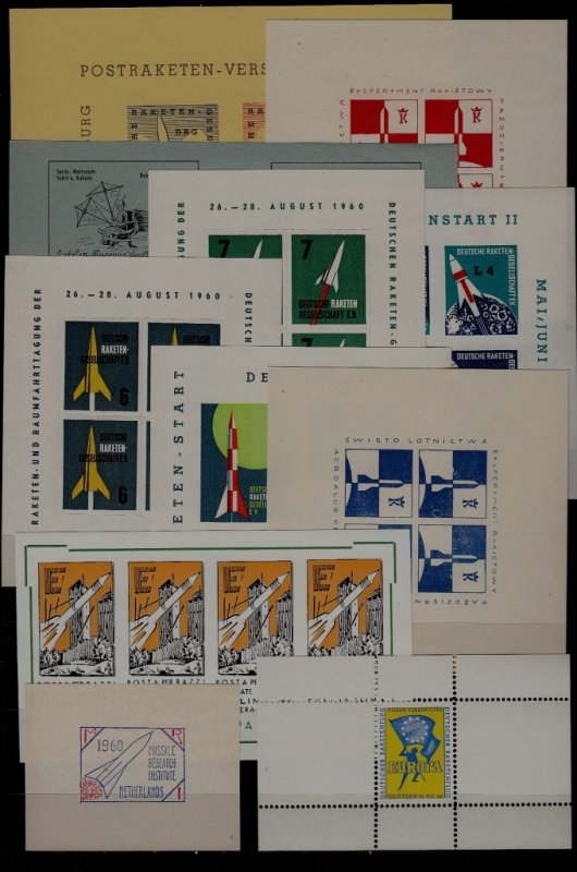 Worldwide 11 MNH s/s Rocket post/cinderellas