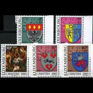 LUXEMBOURG 1983 - Scott# B342-6 Town Arms Set of 5 NH