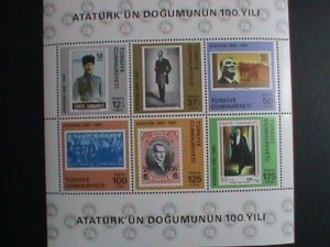 TURKEY STAMP:1981 SC#2194- CENTENARY OF KEMAL ATATURK MNH S/S SHEET VERY FINE