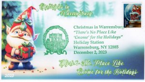 23-263, 2023, Christmas, Event Cover, Pictorial Postmark,  Warrensburg NY, Gnome