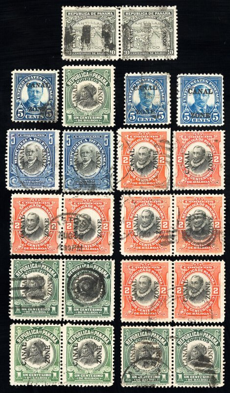 Canal Zone Stamps Used VF Lot Of 22 Early