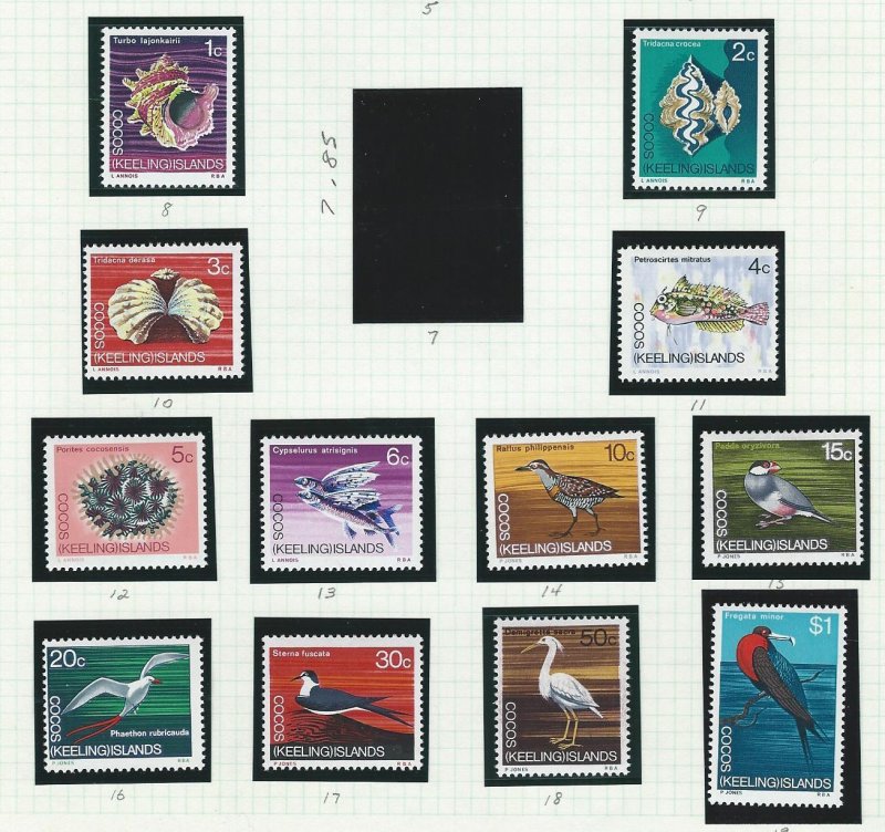 Cocos Islands birds mnh  s.c.# 8-19