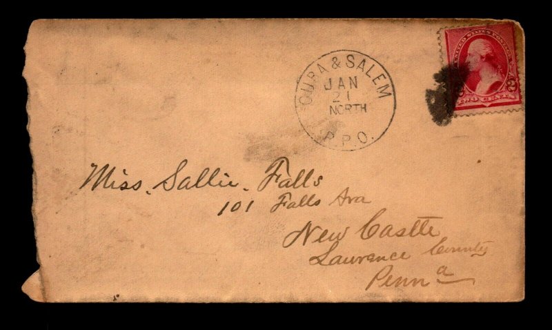 1891 Cuba & Salem NORTH RPO Cover - L21001