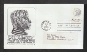 US 1731 Carl Sandburg 1978 Richardson  Label FDC 