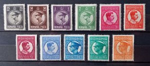 Romania 1930 scott 369-379 MH King Carol II set unused hinged condition as seen