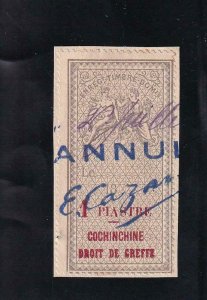 French Indo-China: Cochin: Court Duties: Barefoot #19, Used (42690)