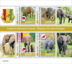 Guinea - 2022 African Forest Elephant - 4 Stamp Sheet - GU220128a