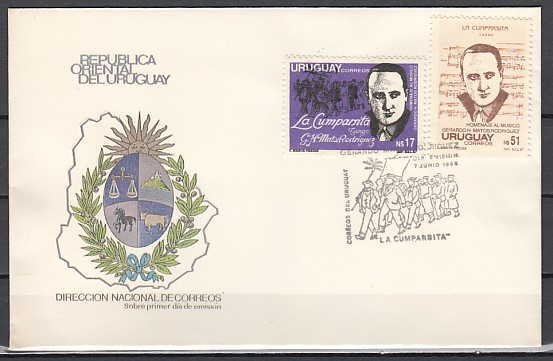 Uruguay, Scott cat. 1260-1261. Composer Rodriguez issue.. First day cover.