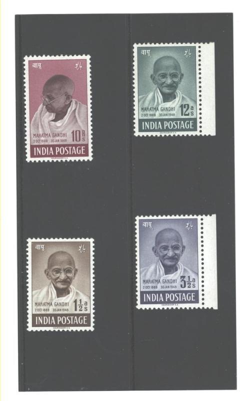 INDIA 1948 MOHANDAS K. GANDHI  #203 - 206 MNH; C.V. $us407.25