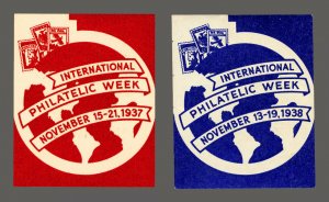 1937 & 1938 International Philatelic Week Cinderella Mint 2 items