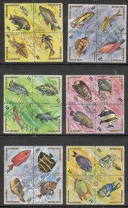 Burundi #C207-12 Used Set of 6 Blocks Collection / Lot (12122)