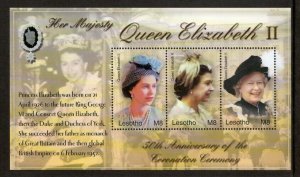 Lesotho 2004 - Queen Elizabeth II - Sheet of 3 Stamps - Scott #1328 - MNH