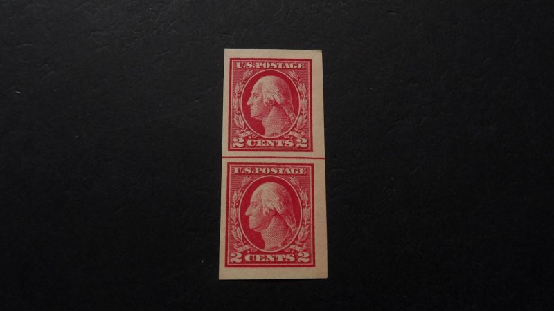 #482 2c Washington Imperf.  Horz. Line Pair MH Top Stamp OG VF