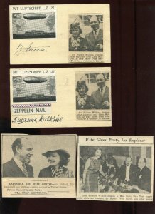 2 C13 Post Cards signed LORD HUBERT WILKINS & Lady Suzanne (Bennett) Wilkins