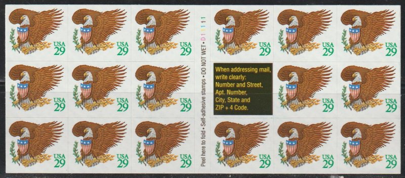 United States  SC 2596a Booklet Mint Never Hinged. Plate D11111