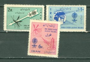 IRAN 1962 MALARIA #1204-1206 SET MNH(GUM TONING) $9.00