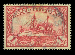 German Colonies SOUTH WEST AFRICA 1901 Yacht 1mk car. Sc# 22 used  UKAMAS cxl