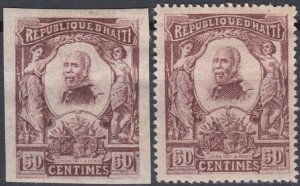 Haiti 1904  50c Plum  Imperf/Perf President Nord Alexis  M/MINT