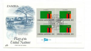 United Nations #484 Flag Series 1986, Zambia, ArtCraft, MI4 FDC