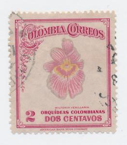 Colombia 1947 Scott 547 used - 2c, Orchids