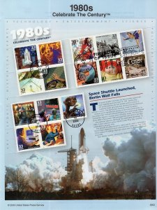 US SP1259I USPS 1980s Celebrate the Century 3190 Souvenir Page FDC 2000 [284]