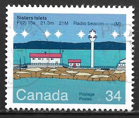 Canada 1063: 34c Sisters Islets Lighthouse, used, VF