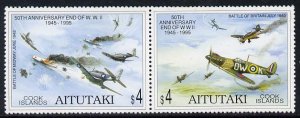 AITUTAKI - 1985 - End of WWII, 50th Anniv - Perf 2v Pair - Mint Never Hinged