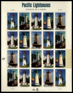 US Scott 4146-50 Pacific Lighthouses Mint NH pane of 20