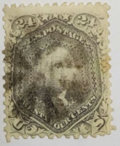 Scott Stamp# 99 -1867 24c Washington Gray Lilac, Used. F-Grill SCV $1,700.00