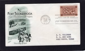 1071 Fort Ticonderoga, FDC Fleetwood cachet addressed