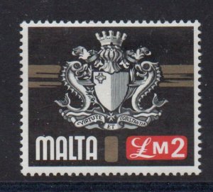 Malta Sc 468 1973 £2 Coat of Arms stamp mint NH