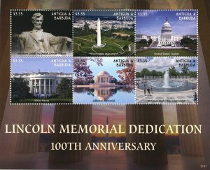 Antigua & Barbuda 2021 MNH Architecture Stamps Abraham Lincoln Memorial 6v M/S