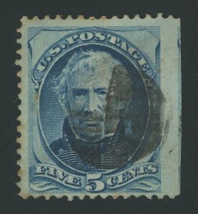 USA 179 - 5 cent Taylor on wove paper - Fine Used Jumbo - straddle straight edge