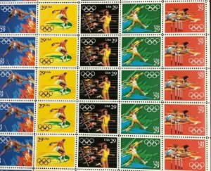 2553-2557   Summer Olympics  MNH  29¢ Sheet of 40 FV $11.60  1991