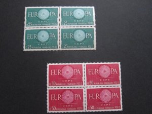 France 1960 Sc 970-1 BLK(4) MNH