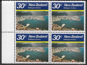 New Zealand Scott 712 MNH 30c Wellington Harbour Issue of 1980 Block of Four