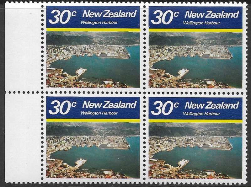New Zealand Scott 712 MNH 30c Wellington Harbour Issue of 1980 Block of Four