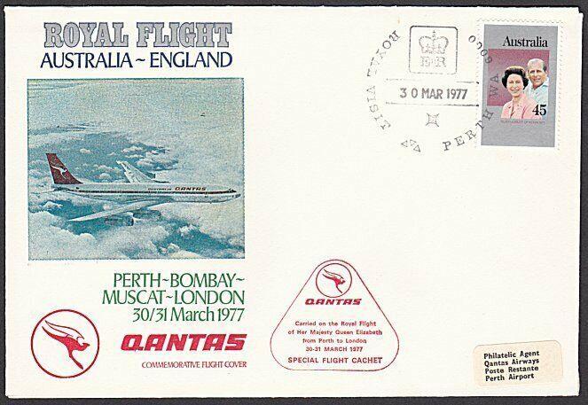 AUSTRALIA 1977 Qantas Royal Flight cover to London via Muscat etc..........57159