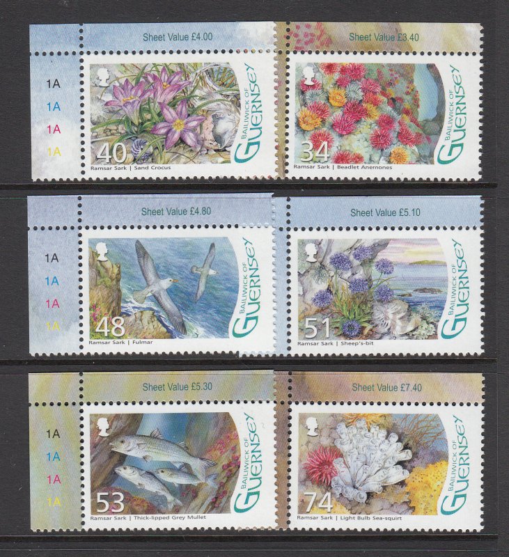 Guernsey 2008  Ramsar Sark,  set of 6,  Mint NHM