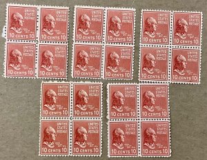 815 John Tyler, Prexie Series F/VF MNH 10 c  20 stamps FV $2.00 issued 1938