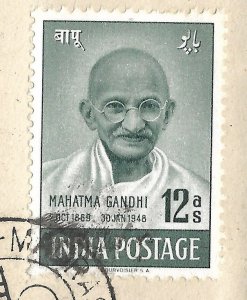 Doyle's_Stamps: FDC 1948 Indian Independence Gandhi  w/Scott #203 to #206