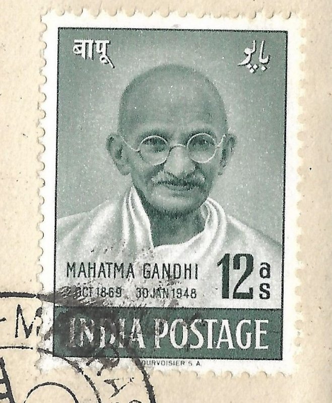 Doyle's_Stamps: FDC 1948 Indian Independence Gandhi  w/Scott #203 to #206
