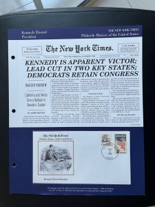 NY times Philatelic history of US panel: Kennedy elected  president