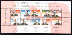 1709, Scott, Premiers of the Canadian Provinces Souvenir Sheet, $4.50, Canada