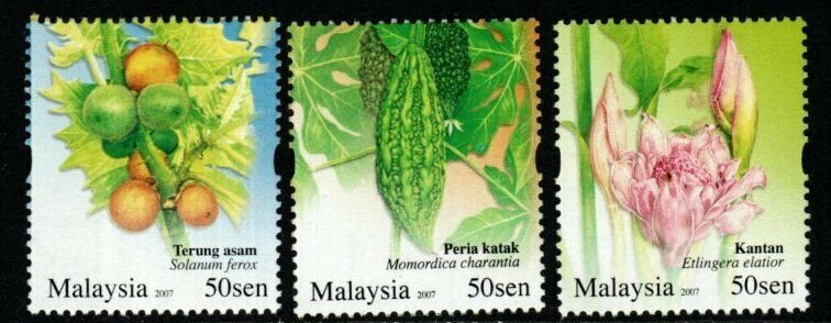 MALAYSIA SG1463/5 2007 STAMP WEEK RARE VEGETABLES MNH